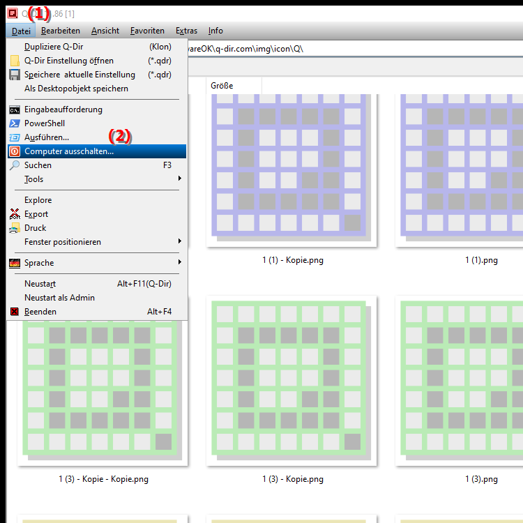 Wozu Computer ausschalten über den Quad Datei Explorer